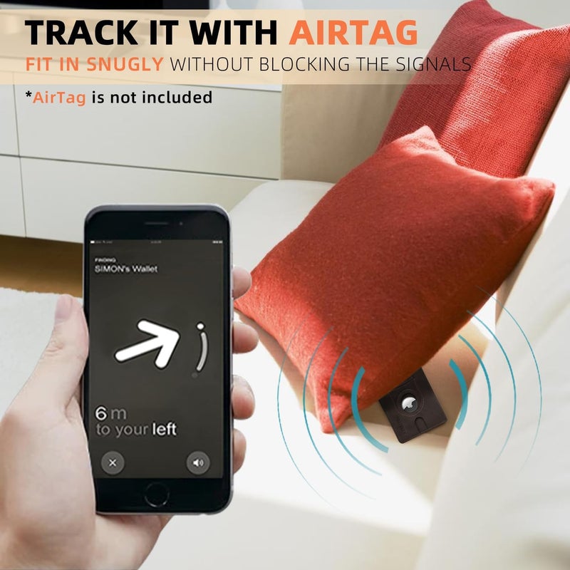 RUNBOX AirTag-Wallet-Mens-Slim-RFID Blocking Wallets Leather with Bill Compartment Air Tag Bifold Card Holder Wallet Gifts for Men Dad - Image 3